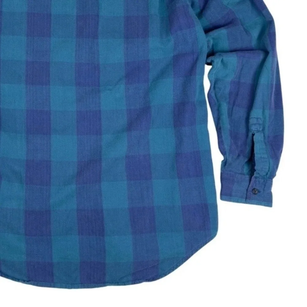 Vtg 90s Levi's Modern Authentics Flannel Shirt Men's L Blue Green Plaid